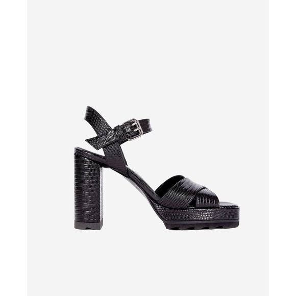The Kooples Shoes - The Kooples NIB Lizard Effect Leather Heel SandalsBlack FR 38/ US 7 MSRP‎ $435